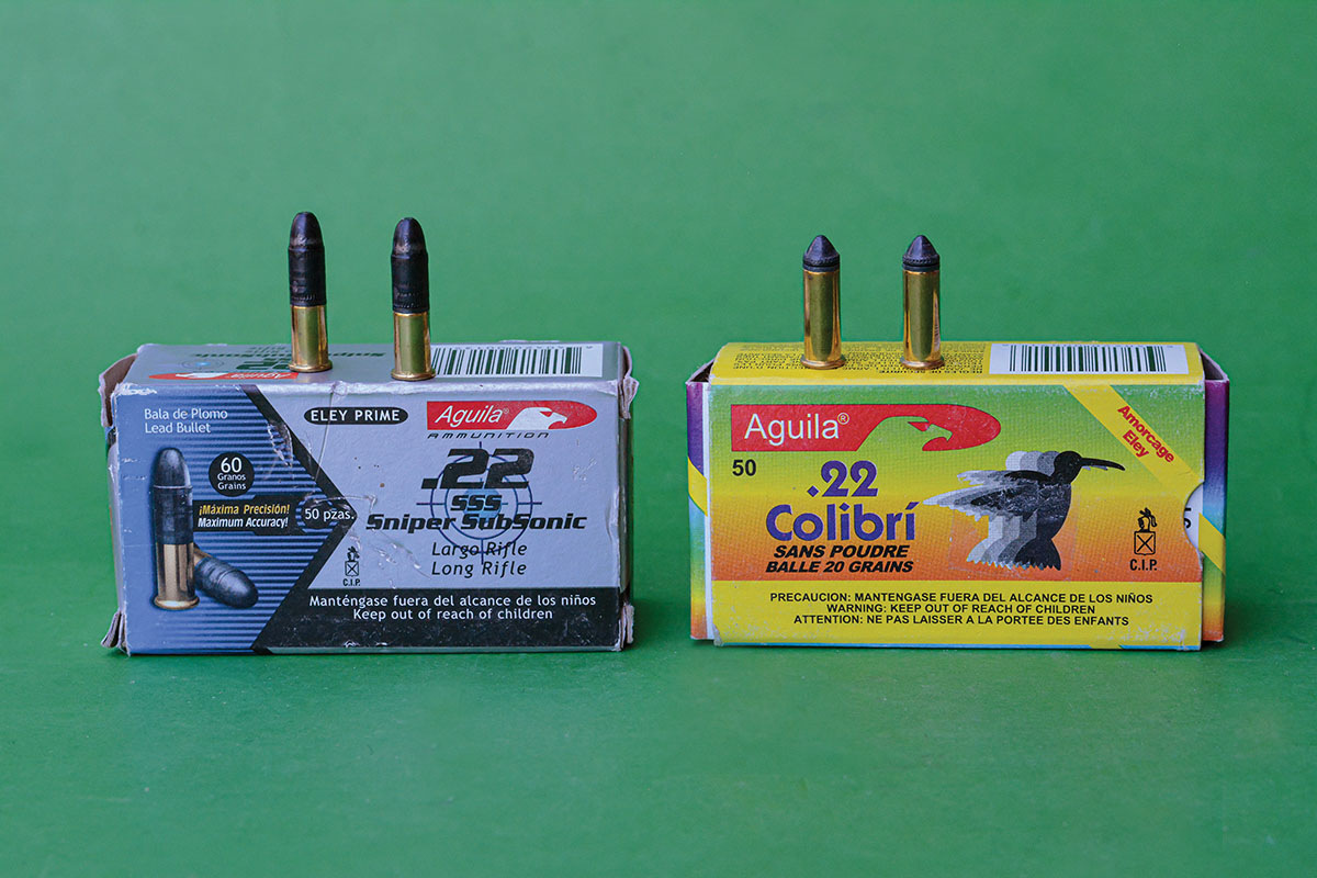 Aguila offers many progressive and unique 22 Long Rifle loads including a super quiet powderless load with a 20-grain bullet and a “Sniper SubSonic” featuring a 60-grain bullet.